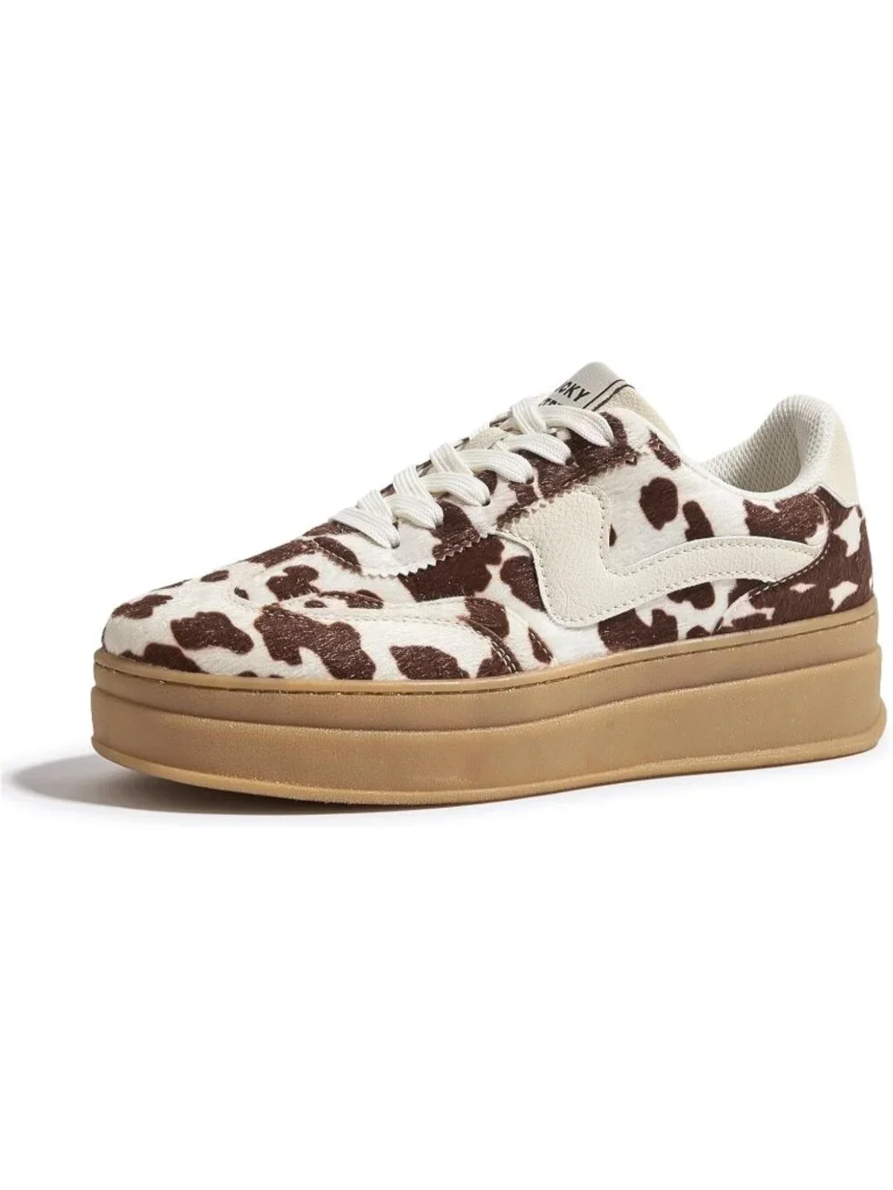 🆕Women's Cow Brown Platform Fashion Sneakers Thick Sole Casual Walking Shoes
